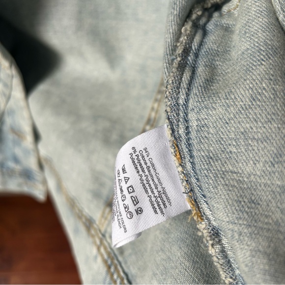 Free People Rumors Denim Jacket Distressed Ripped Light Wash S - Picture 11 of 15